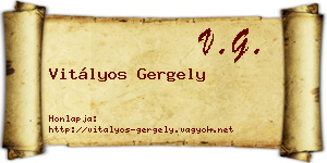 Vitályos Gergely névjegykártya